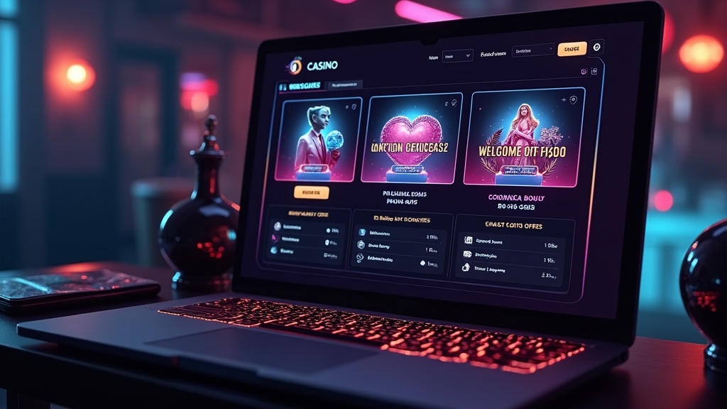 Casino-Dashboard mit Promo-Code-Feld und Bereichen für neue und bestehende Spieler